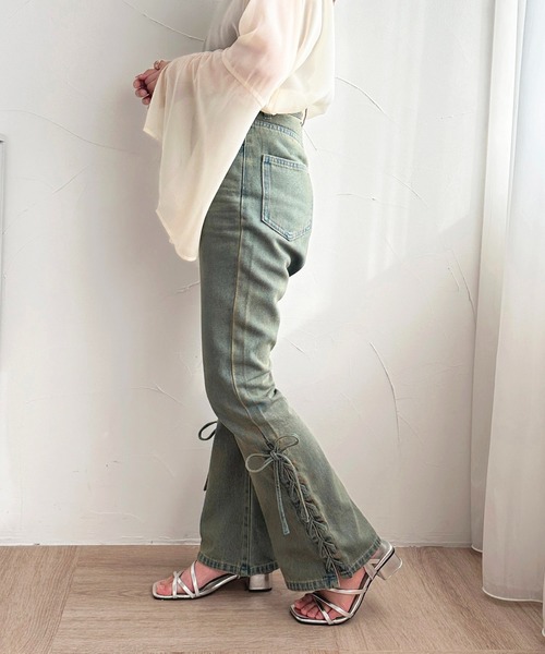 apres jour（アプレジュール）の「ハイウエストレースアップデニムパンツ【ZOZOTOWN限定アイテム】（デニムパンツ・レディース・ブルー系その他/インディゴブルー・X-LARGE/MEDIUM/SMALL）」の7枚目の写真