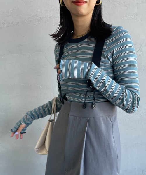 MILLER（ミラー）の「[MILLER/ミラー] 別注 バイカラー クルーネックリブカットソー（Tシャツ/カットソー・レディース・アイボリー/ブラック/グレー/ブルー/ブラウン/イエロー・F）」の5枚目の写真