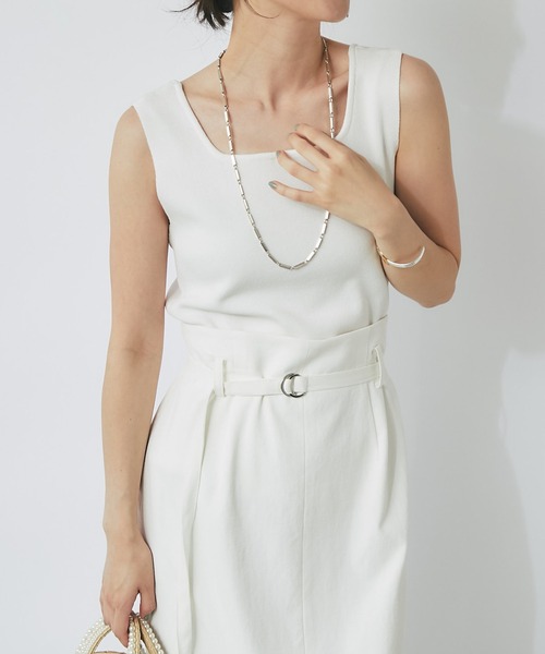 La boutique BonBon（ラブティックボンボン）の「【前後2WAY】ニットタンク（タンクトップ・レディース・ブラック/チャコールグレー/ホワイト/ネイビー/モカ・FREE）」の3枚目の写真