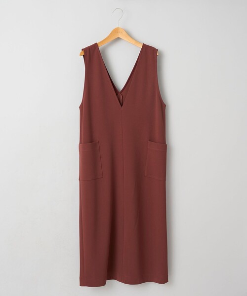 coen(コーエン)の「イージービューティーVジャンスカ(ジャンパースカート・レディース・ブラウン/ブラック/ベージュ・M/L)」の2枚目の写真