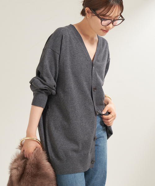 plage（プラージュ）の「Cashe Coeur Midi カーディガン（カーディガン/ボレロ・レディース・チャコールグレー/ベージュ・FREE）」の7枚目の写真