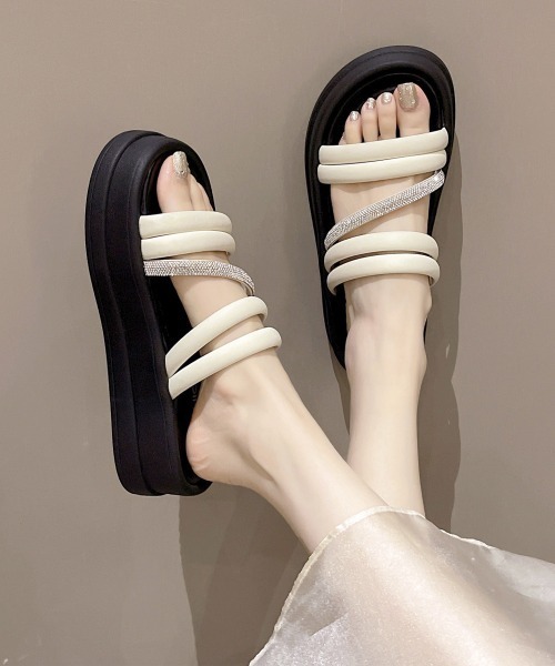 Miniministore(ミニミニストア)の「厚底サンダル ミュールサンダル 韓国風夏(サンダル・レディース・ブラック/アイボリー・22.5cm/23.0cm/23.5cm/24.0cm/24.5cm/25.0cm)」の1枚目の写真