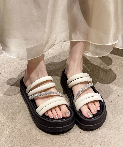 Miniministore(ミニミニストア)の「厚底サンダル ミュールサンダル 韓国風夏(サンダル・レディース・ブラック/アイボリー・22.5cm/23.0cm/23.5cm/24.0cm/24.5cm/25.0cm)」の7枚目の写真