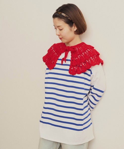 『お客様専』CHILD WOMAN チャイルドウーマン カギ針つけ衿 ティペット Dot＆Stripes CHILD WOMAN（ドットアンドストライプス チャイルド
