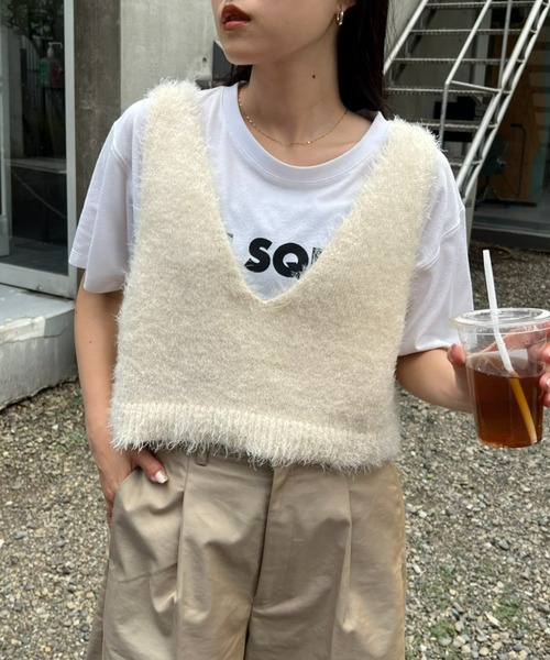 ☆新品！リヴドロワ 2WAY フェザーヤーンニットビスチェ ベスト