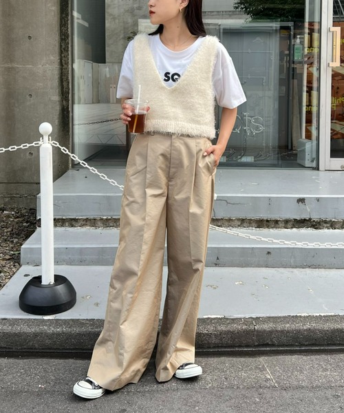 CIAOPANIC TYPY（チャオパニックティピー）の「【WEB限定】ミックスフェザーヤーン2WAYリボンニットビスチェ（ベスト・レディース・カーキ/オフホワイト/レッド/グレー/ブラック・ONE SIZE）」の9枚目の写真