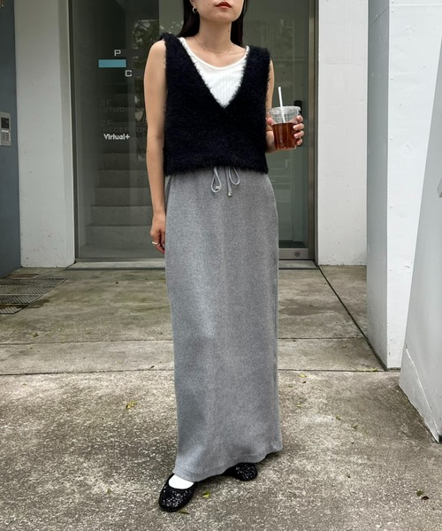 CIAOPANIC TYPY（チャオパニックティピー）の「【WEB限定】ミックスフェザーヤーン2WAYリボンニットビスチェ（ベスト・レディース・カーキ/オフホワイト/レッド/グレー/ブラック・ONE SIZE）」の15枚目の写真