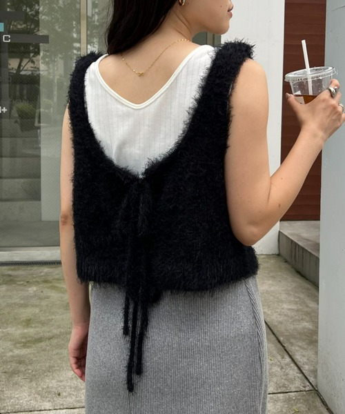 セール】【WEB限定】ミックスフェザーヤーン2WAYリボンニット