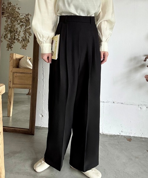 LAUIR（ラウアー）の「ハイウエストワイドスラックス[高身長サイズMT有り]（スラックス・レディース・チャコール/ブラック/ライトベージュ・MEDIUM/LARGE/MT）」の4枚目の写真