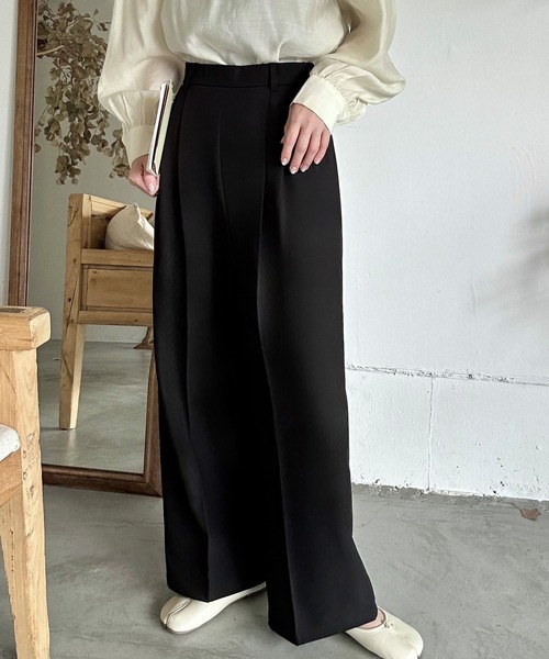 LAUIR（ラウアー）の「ハイウエストワイドスラックス[高身長サイズMT有り]（スラックス・レディース・チャコール/ブラック/ライトベージュ・MEDIUM/LARGE/MT）」の5枚目の写真