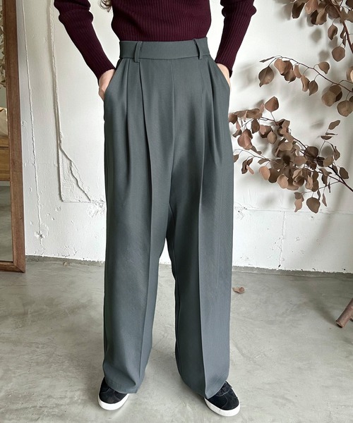 LAUIR（ラウアー）の「ハイウエストワイドスラックス[高身長サイズMT有り]（スラックス・レディース・チャコール/ブラック/ライトベージュ・MEDIUM/LARGE/MT）」の10枚目の写真