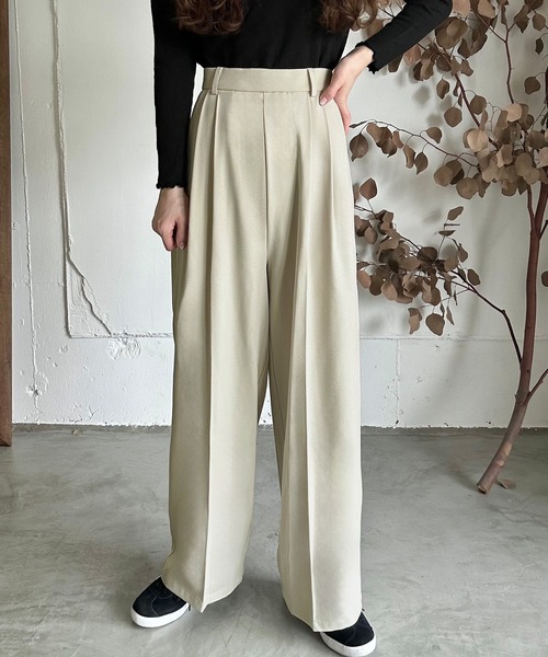 LAUIR（ラウアー）の「ハイウエストワイドスラックス[高身長サイズMT有り]（スラックス・レディース・チャコール/ブラック/ライトベージュ・MEDIUM/LARGE/MT）」の11枚目の写真