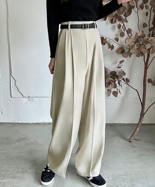 LAUIR（ラウアー）の「ハイウエストワイドスラックス[高身長サイズMT有り]（スラックス・レディース・チャコール/ブラック/ライトベージュ・MEDIUM/LARGE/MT）」の13枚目の写真