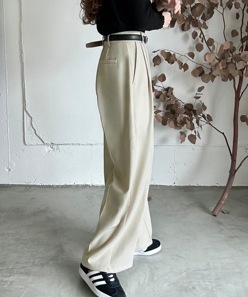 LAUIR（ラウアー）の「ハイウエストワイドスラックス[高身長サイズMT有り]（スラックス・レディース・チャコール/ブラック/ライトベージュ・MEDIUM/LARGE/MT）」の14枚目の写真