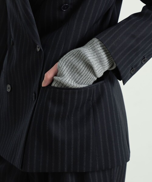 【新品タグ付き】BACCA ストライプギャバダブルテーラードジャケット　ネイビー バッカ BACCAストライプギャバ ダブルテーラードジャケット （68