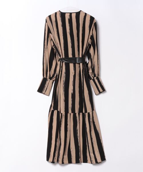 ベルト付きプリントシャツワンピース