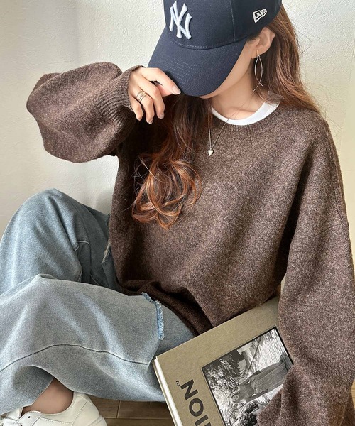 classicalelf(クラシカルエルフ)の「着まわし力抜群。前後2wayロゴプリントダブルジャガードニット(ニット/セーター・レディース・チャコール/ライトグレー/ベージュ/パープル/ブラウン/ブルー・SMALL/LARGE/MEDIUM/X-LARGE)」の3枚目の写真