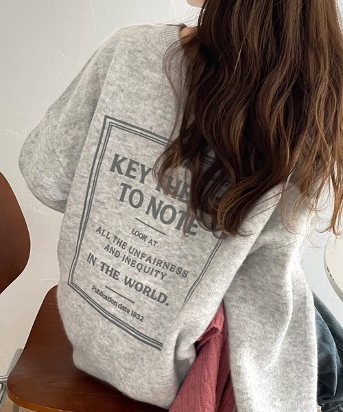 立体ロゴ満載一枚でおしゃれなジャガードニット最安値