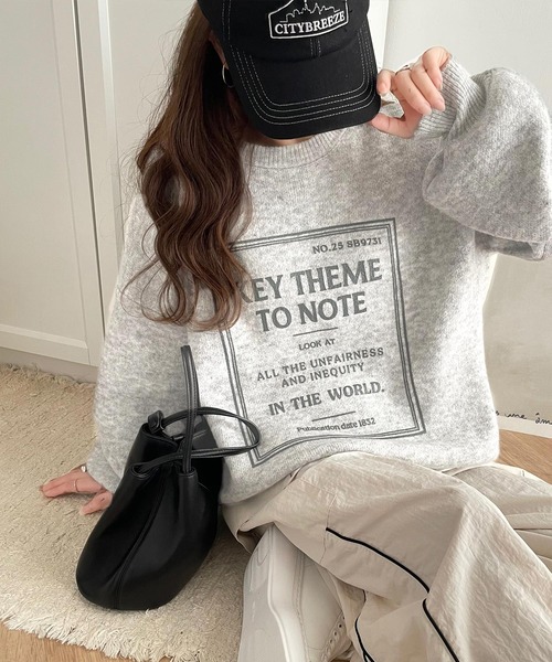 classicalelf(クラシカルエルフ)の「着まわし力抜群。前後2wayロゴプリントダブルジャガードニット(ニット/セーター・レディース・チャコール/ライトグレー/ベージュ/パープル/ブラウン/ブルー・SMALL/LARGE/MEDIUM/X-LARGE)」の14枚目の写真