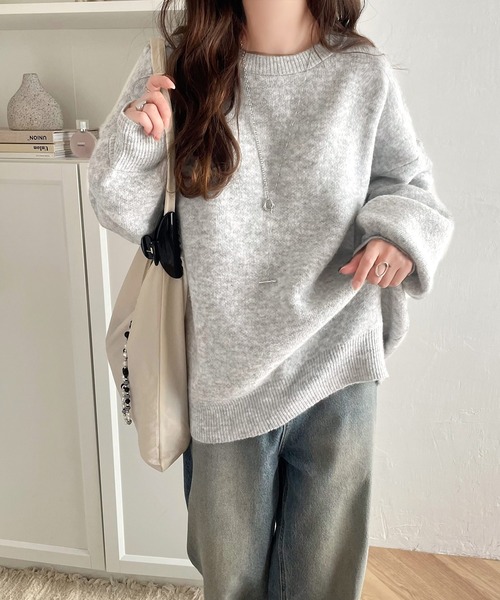 classicalelf(クラシカルエルフ)の「着まわし力抜群。前後2wayロゴプリントダブルジャガードニット(ニット/セーター・レディース・チャコール/ライトグレー/ベージュ/パープル/ブラウン/ブルー・SMALL/LARGE/MEDIUM/X-LARGE)」の15枚目の写真