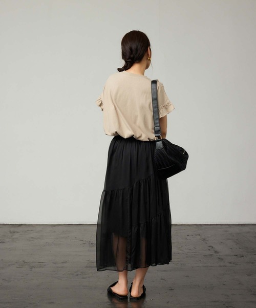 Edit Sheen（エディットシーン）の「袖フリルTシャツ（Tシャツ/カットソー・レディース・グレー/チャコールグレー/ベージュ・M）」の16枚目の写真