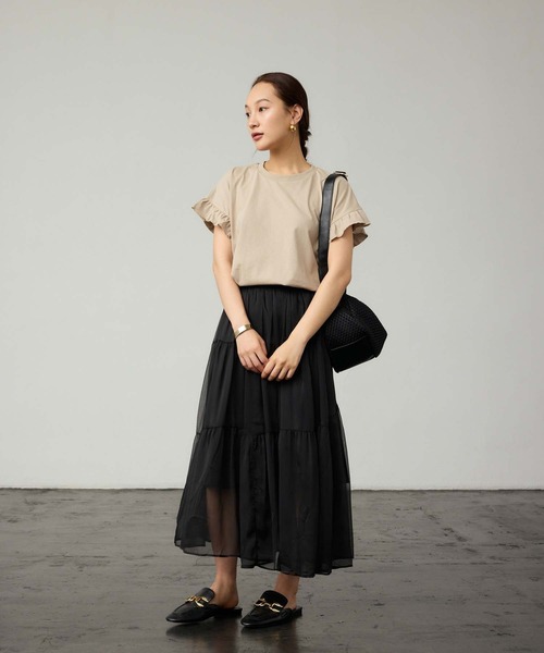 Edit Sheen（エディットシーン）の「袖フリルTシャツ（Tシャツ/カットソー・レディース・グレー/チャコールグレー/ベージュ・M）」の15枚目の写真