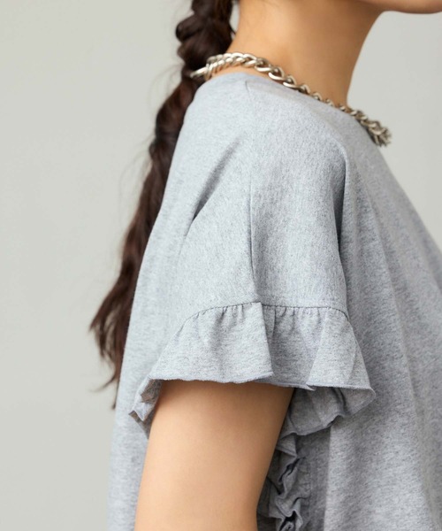 Edit Sheen（エディットシーン）の「袖フリルTシャツ（Tシャツ/カットソー・レディース・グレー/チャコールグレー/ベージュ・M）」の11枚目の写真