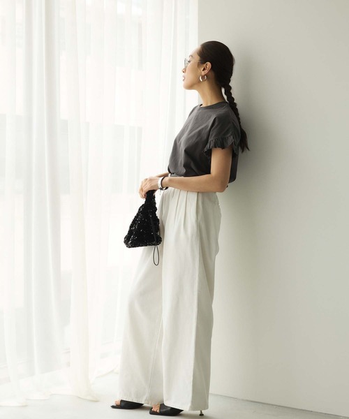 Edit Sheen（エディットシーン）の「袖フリルTシャツ（Tシャツ/カットソー・レディース・グレー/チャコールグレー/ベージュ・M）」の9枚目の写真