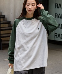 U.S. POLO ASSN. /ユーエスポロアッスン 別注 ワンポイント刺繍 ラグラン配色オーバーサイズ長袖Tシャツ