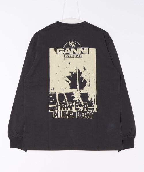 ADAM ET ROPE'（アダムエロペ）の「【GANNI (ガニー)】Future Heavy Jersey Palm Long Sleeve T-shir（Tシャツ/カットソー・レディース・ホワイト/ブラック・S）」の3枚目の写真