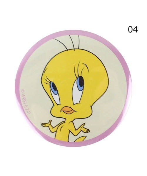 激レア！キティ＆ トゥイーティーミラー tweety コラボ LOONEY TUNES×Flapper Tweety缶バッチミラー（手鏡/メイクミラー