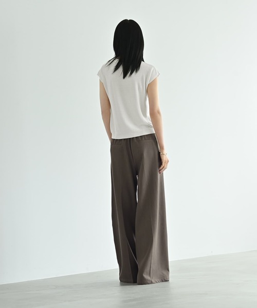 STYLE DELI（スタイルデリ）の「【BLK001】ダブルタックワイドパンツ（スラックス・レディース・チャコールグレー/ブラック・FREE）」の6枚目の写真