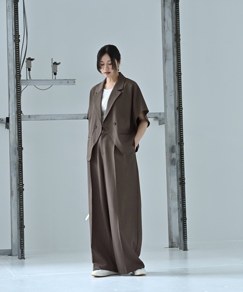 STYLE DELI（スタイルデリ）の「【BLK001】ダブルタックワイドパンツ（スラックス・レディース・チャコールグレー/ブラック・FREE）」の10枚目の写真