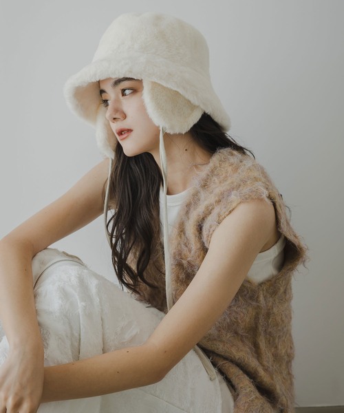 rectangle（レクタングル）の「イヤマフファーバケットハット（ハット・レディース・ブラック/アイボリー/モカ・FREE）」の7枚目の写真