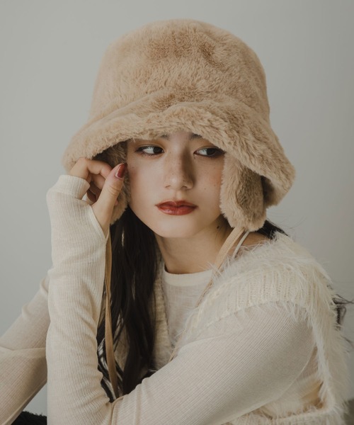 rectangle（レクタングル）の「イヤマフファーバケットハット（ハット・レディース・ブラック/アイボリー/モカ・FREE）」の14枚目の写真