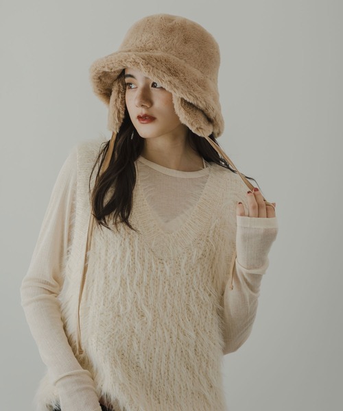 rectangle（レクタングル）の「イヤマフファーバケットハット（ハット・レディース・ブラック/アイボリー/モカ・FREE）」の16枚目の写真