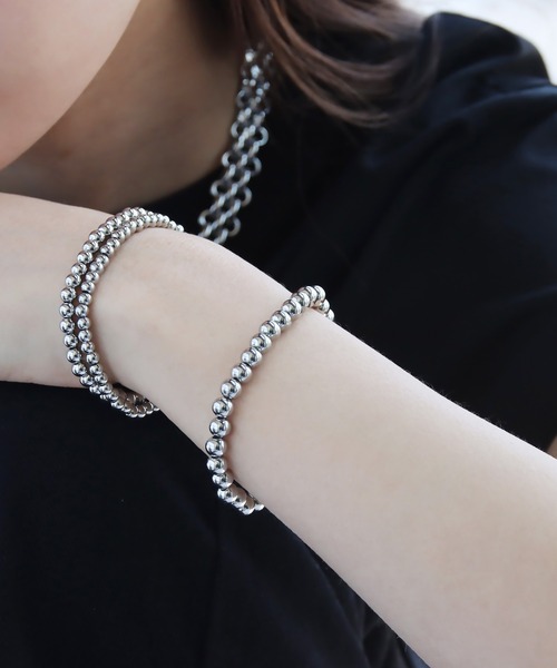 abaskdesign（アバスクデザイン）の「金属アレルギー対応 選べる ステンレスボールゴムブレスレット（ブレスレット・レディース・シルバー/ゴールド・SMALL/LARGE/MEDIUM）」の10枚目の写真