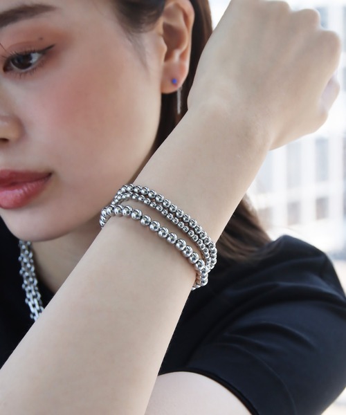 abaskdesign（アバスクデザイン）の「金属アレルギー対応 選べる ステンレスボールゴムブレスレット（ブレスレット・レディース・シルバー/ゴールド・SMALL/LARGE/MEDIUM）」の16枚目の写真