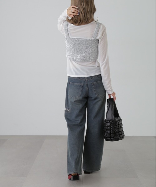 FREE'S MART(フリーズマート)の「ローライズパネルカットデニム(デニムパンツ・レディース・ケミカルウォッシュ/ブルー系その他・SMALL/MEDIUM)」の11枚目の写真