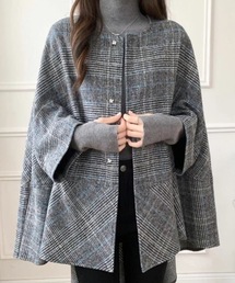 グレンチェックフレア切り替えポンチョ