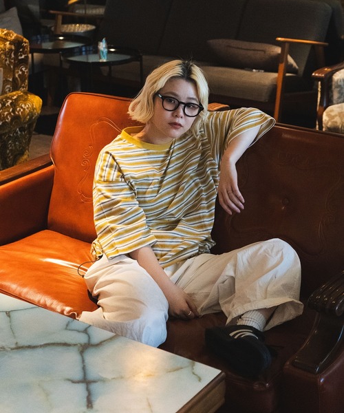 favclo.（ファブクロ）の「border T-shirt / ボーダーTシャツ（Tシャツ/カットソー・メンズ・ブラック/イエロー/ネイビー・LARGE/MEDIUM）」の3枚目の写真