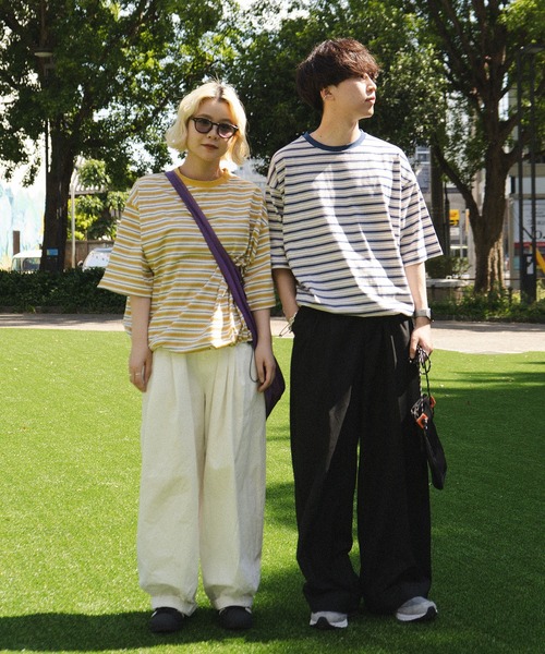 favclo.（ファブクロ）の「border T-shirt / ボーダーTシャツ（Tシャツ/カットソー・メンズ・ブラック/イエロー/ネイビー・LARGE/MEDIUM）」の5枚目の写真