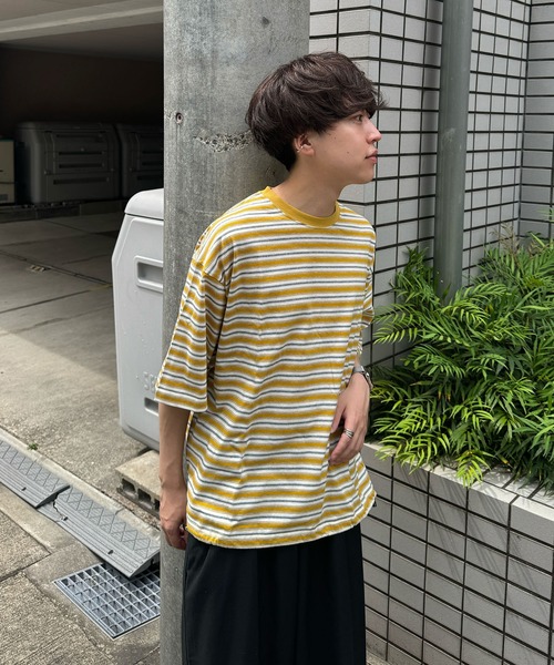 favclo.（ファブクロ）の「border T-shirt / ボーダーTシャツ（Tシャツ/カットソー・メンズ・ブラック/イエロー/ネイビー・LARGE/MEDIUM）」の19枚目の写真