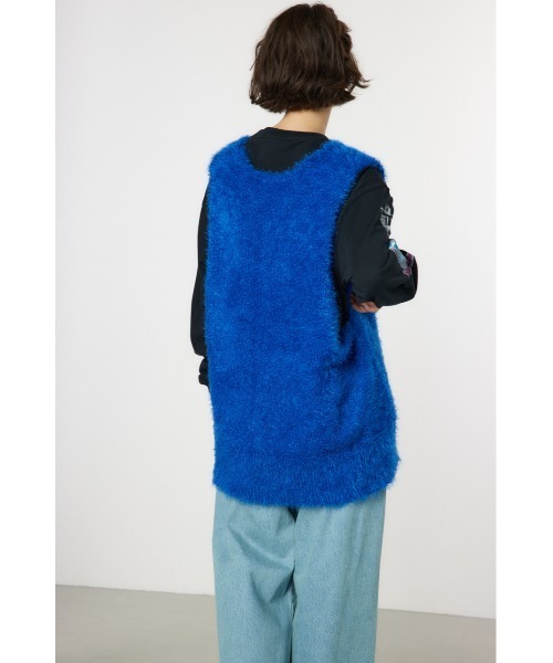 RODEO CROWNS WIDE BOWL（ロデオクラウンズワイドボウル）の「シャギーニットベスト（ベスト・レディース・ブルー/アイボリー/ダークグレー・FREE）」の7枚目の写真