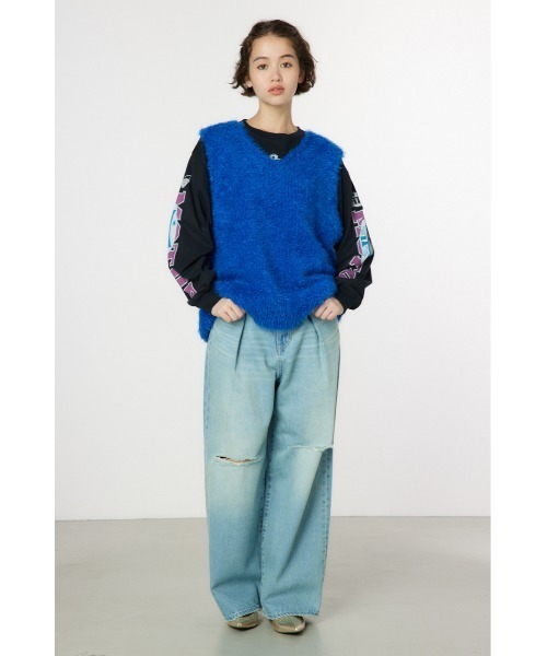 RODEO CROWNS WIDE BOWL（ロデオクラウンズワイドボウル）の「シャギーニットベスト（ベスト・レディース・ブルー/アイボリー/ダークグレー・FREE）」の8枚目の写真