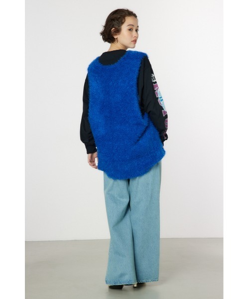 RODEO CROWNS WIDE BOWL（ロデオクラウンズワイドボウル）の「シャギーニットベスト（ベスト・レディース・ブルー/アイボリー/ダークグレー・FREE）」の9枚目の写真