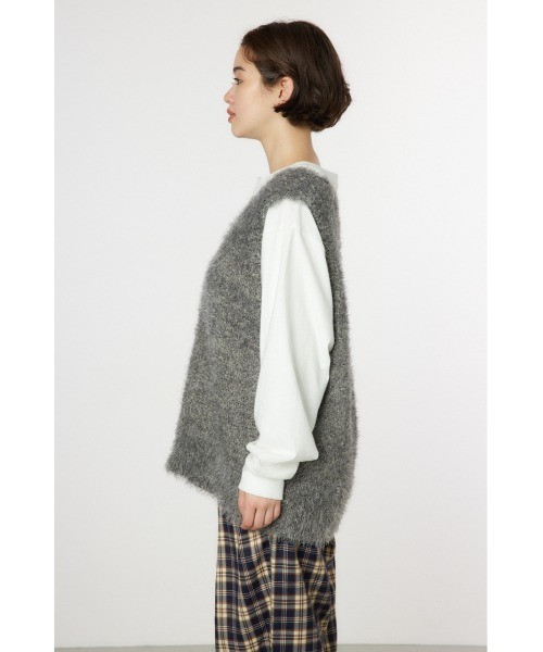 RODEO CROWNS WIDE BOWL（ロデオクラウンズワイドボウル）の「シャギーニットベスト（ベスト・レディース・ブルー/アイボリー/ダークグレー・FREE）」の10枚目の写真