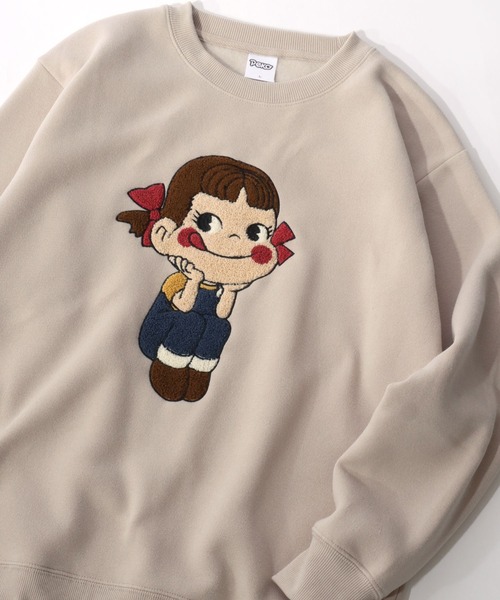 Peko/ペコ 裏起毛 サガラ刺繍 クルーネックスウェット レディース