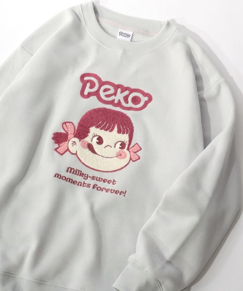 Peko/ペコ 裏起毛 サガラ刺繍 クルーネックスウェット レディース