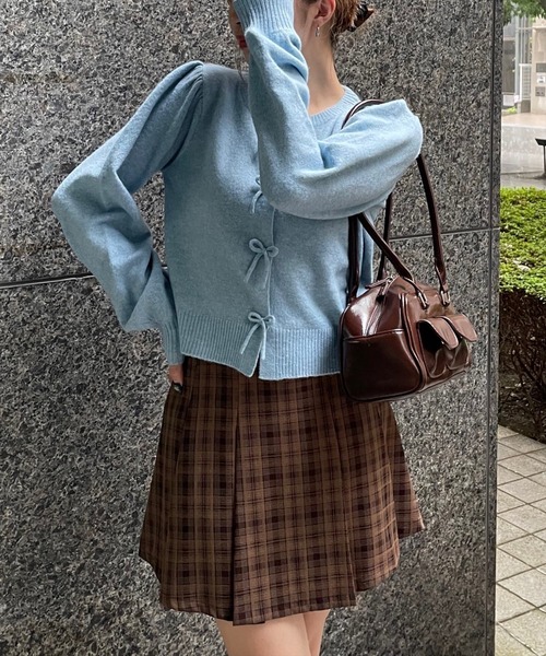 45R おり姫ニットボレロ インディゴ グラデーション ピン付き